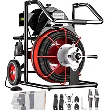 VEVOR 100FT x 1/2" Drain Cleaner 550W Electric Sewer Snake Machine W/ Cutters