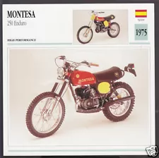 1975 Montesa 250cc Enduro (246cc) Spain Bike Motorcycle Photo Spec Info Card