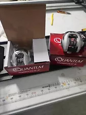 Pair of Quantum Baitcaster fishing reels, right hand.