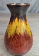 Vintage Ceramic Vase Drip Glaze Earth Tones W Shimmer Finish 5” Tall Unique