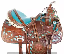 Western Barrel Pleasure Leather Horse Saddle Full Tack Set. Size-10"-18" inch