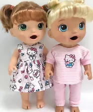 ð Mini Wardrobe for 12” Baby Alive Doll Clothes HELLO KITTY Dress + 2pc PJ’s ð