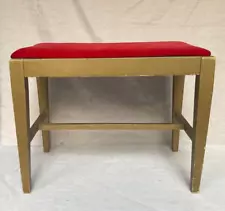 Antique Bench / Footstool / Piano Bench with Red Velour Upholstery - Rare!!