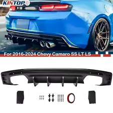 Rear Bumper Lip Diffuser Spoiler for 2016-2024 Chevy Camaro SS LT LS Matte Black