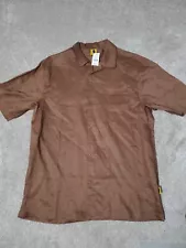 NWT Steve Harvey Shirt Mens Size XL Brown Button Up 100% Linen Casual