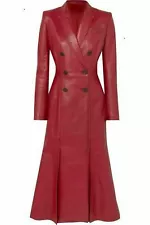 CELEBRITY New Women's Dark Red Trench Coat 100% Soft Lambskin Stylish TrenchCoat