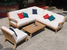 Samurai Grade-A Teak Wood 5 pc Outdoor Garden Patio Sectional Sofa Lounge Set