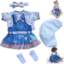 Reborn Baby Dolls Girl Clothes for 17-24inch Outfits Accesories 5pcs Set