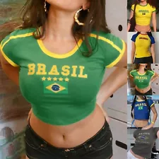 Baby Tees For Women Tops Brazil Crop Top T Shirts Graphic Tees For Women