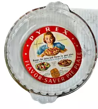 NEW Vintage Pyrex FLAVOR SAVER PIE PLATE NEW WITH ADVERTISMENT AND RECEIPE 9"