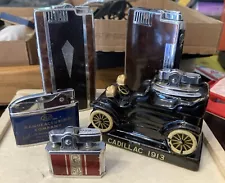 Vintage Lighters Lot Of 5 Assorted Unique Variety - Car Table, Cig Holders, Flat