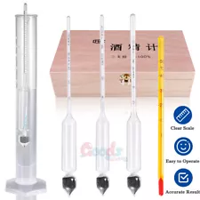 Alcohol Hydrometer Proof & Tralle Meter Distilling Tester Spirit Scale 0-200%