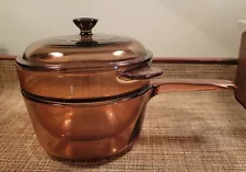 Pyrex Corning Vision Ware Amber Double Boiler USA V-20-B / 1.5L / V-1.5-B