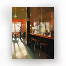 Cafe #3 8X10 Oil Painting By JUNE HENRY Signed Giclee