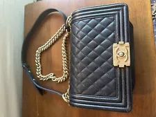 Chanel Quilted New Medium Boy Flap Black Caviar Shoulder Handbag