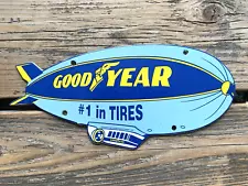 VINTAGE GOOD YEAR #1 in TIRES WHEEL TYRES SALES & SERVICE PORCELAIN GAS SIGN