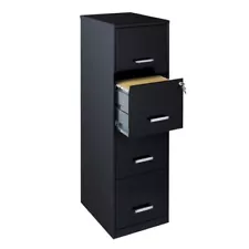 Scranton & Co 18" 4-Drawer Modern Metal File Cabinet in Black