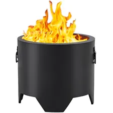 Portable Fire Pit Smokeless Outdoor Firepit with Poker & Cover for Garden Patio