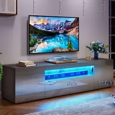 High Glossy LED TV Stand Cabinet for 80/75/70" TV Entertainment Center TV Table