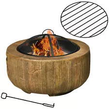 Outdoor Fire Pit with Spark Cover Poker Wood-burning Fireplace for Patio Picnic