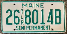 *99 CENT SALE* Maine Semi Perm Trailer License Plate 2680114B Green On White