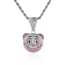 Hip Hop Jewelry CZ Blinged Clown Emoji Pendant 24" Chain Necklace 8-1