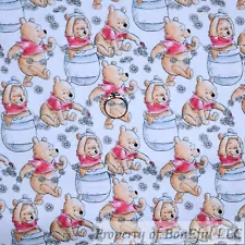 BonEful Fabric Cotton Quilt White Winnie the Pooh Honey Baby Nursery SALE SCRAP