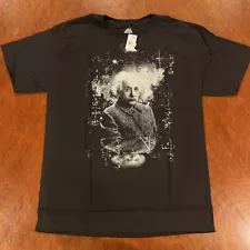 Albert Einstein Shirt Mens Large Black Graphic Tee Equations Science NWT