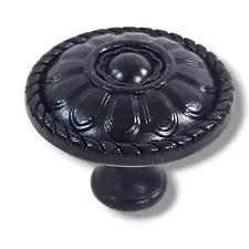 7 Pack of Semi Matt Black Kitchen Cabinet Knobs Pulls Victorian Floral Pattern