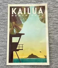 KAILUA BEACH Oahu, Hawaii POSTER NEW WITH WRAP by Nick Kuchar 18" x 12" USA