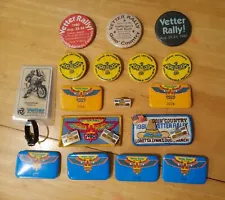 VTG Lot VETTER FAIRING CO. Rally Badges Pins Buttons Patches Loretta Lynn OFFER?