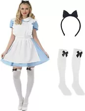 Women`s Traditional Alice in Wonderland Costume S - XL Ladies Dress Halloween