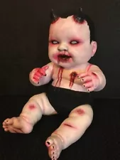 OOAK Spooky Creepy Cute Horror Scary Bloody Demon Baby boy Doll 13" #A051