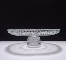 Vintage 12" Indiana Glass Crystal Clear Diamond Point Round Cake Stand