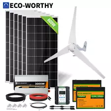 ECO-WORTHY 1000W 600W Wind Turbine Generator & Solar Panel Kit For Home Boat Rv