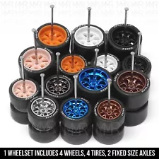 1/64 Scale 14 SPOKE BBS Real Rider Wheels Rims Tires Set for Hot Wheels Custom