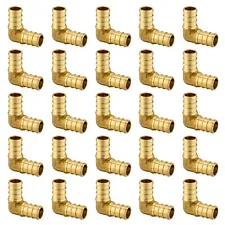 EFIELD 25-Pack Pex Barb Crimp Brass Fittings 1/2" X1/2" Elbow ,Lead Free