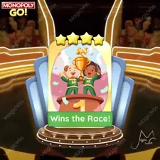 1x Wins The Race 4 Stars Gold Sticker Monopoly Go (INSTANT SEND)