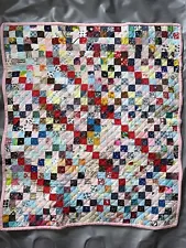 Pink Four Patch Baby Quilt