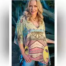 Katherine Kelly Lang Kaftans 100% Silk Crepe Kaftan NEW