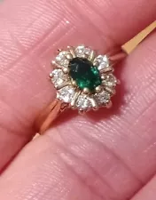 Emerald Ladies Ring Estate Sale Untested Lab Created Stone