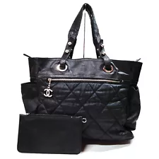 Chanel Hand Bag Black Nylon 435036