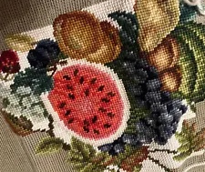 Nieedlepoint Canvas Bucilla, fruits 10x8 needlepointed , yarn included, started