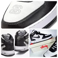 Nike Air Force 1 Mid Stussy Mens US 14 Black Bone White Retro Streetwear Classic