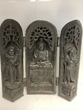 Chinese Buddha Portable Shrine Triptych