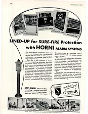 1940 HORNI ALARM SYSTEMS "LINE-UP FOR SURE-FIRE PROTECTION" SALES ART AD