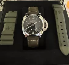 Panerai Luminor 1950 Men's Black Watch - PAM00537 GMT Power Reserve Open Case