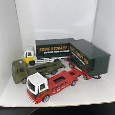 3x Corgi Ford Cargo Trucks + 1x Trailer Bundle with Eddie Stobart Containers.