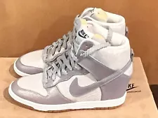 Nike Womens Dunk Sky Hi Vintage Wedge Metallic Silver/Ice Blue 543257 001 New!