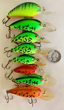 LOT 8 BOMBER MODEL A FISHING LURES CRANKBAITS SCREWTAIL COACHDOG FIRE TIGER VTG